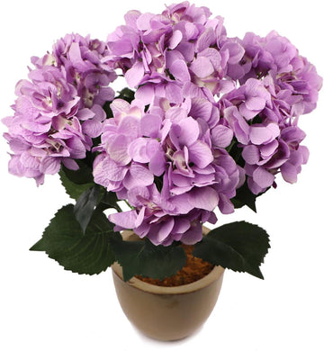 UV Soft Lavender Hydrangea Bush with 5 Silk Flowers, Floral Home by Artificial Flowers